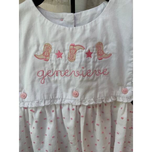 The Graykate Lot Girls White/Pink Swiss Dot Blaire Bib Dress Size 2T - Picture 2 of 4